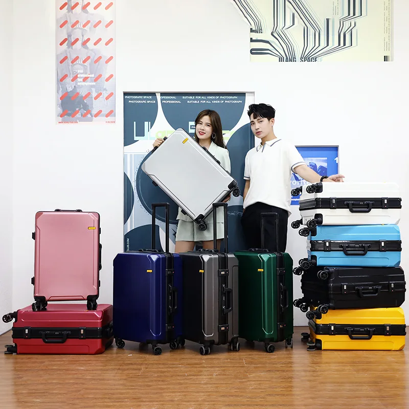 New Aluminum Frame Suitcase Travel Luggage Portable 20-inch Universal Wheel Password Box Free of Freight Trip Cabin