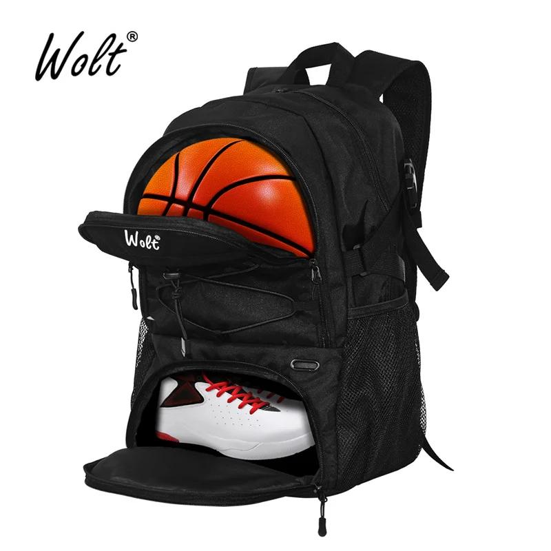 

Wolt | Basketball Backpack Large Sports Bag with Separate Ball holder & Shoes compartment, B for Basketball, Soccer, Voll