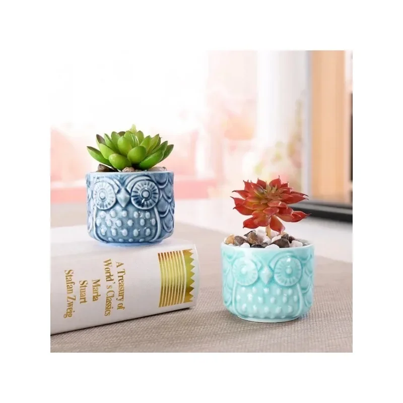 Керамический цветочный горшок в форме совы для растений с мультяшными животными
