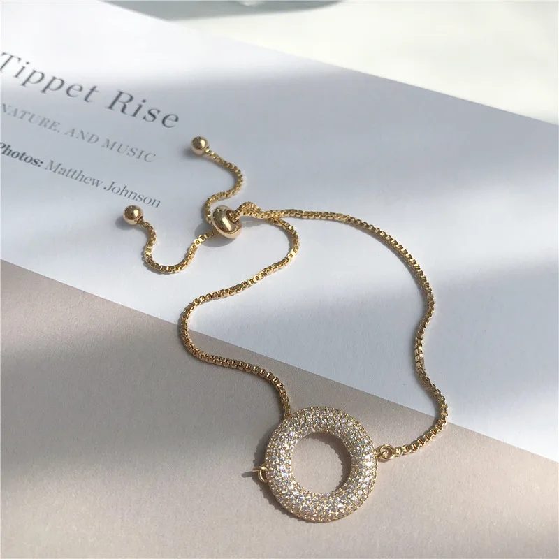 

Ins Hot Sale New AAA Cubic Zirconia Exquisite Gold Chain Bracelet for Woman Korea New Crystal Lucky Bracelet Luxury Jewelry Gift