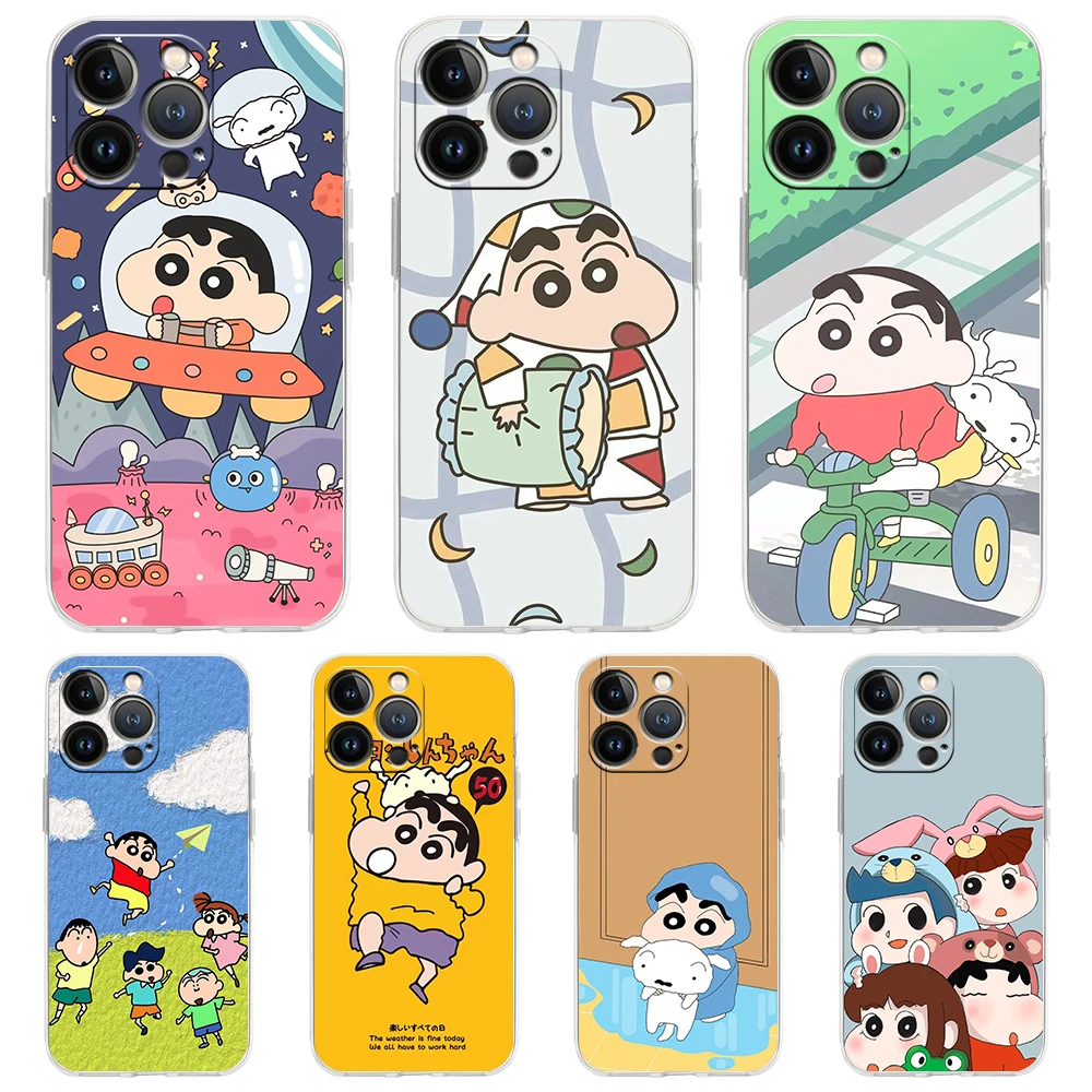 

Anime Crayon Shin Chan Cool Soft Transparent Phone Case Cover for iPhone 13 12 11 Pro Max X XR 8 7 Plus SE2020 XS Max Luxury Bag