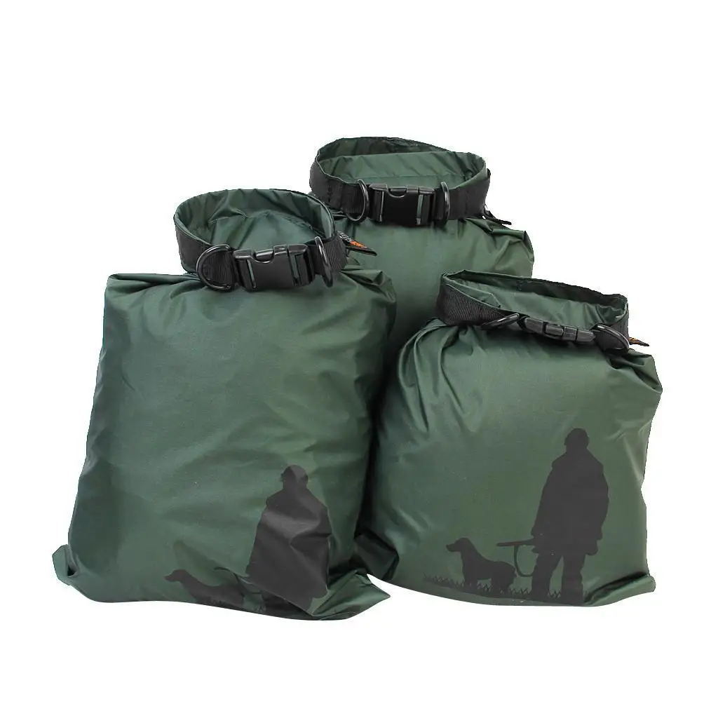 

Set of 3 Sizes Waterproof Bag Sack Camping Rafting Kayaking Army Green