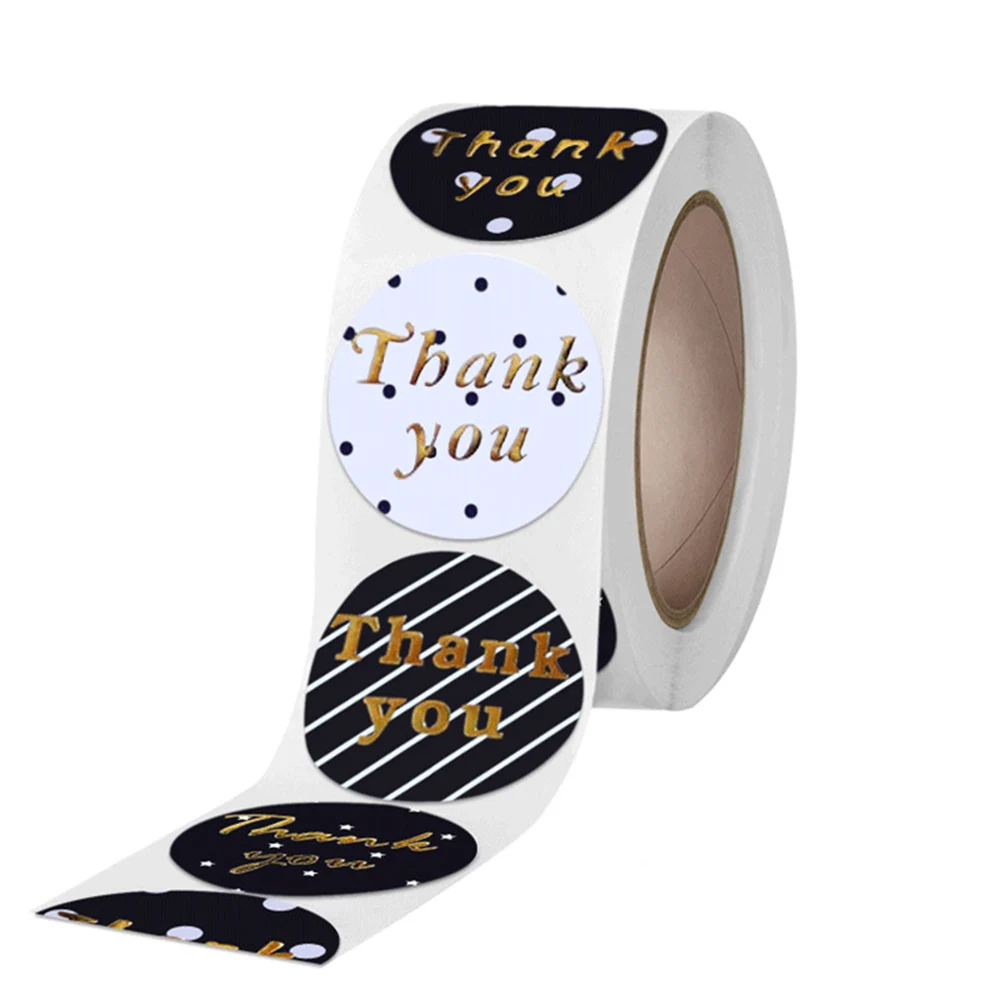 

50-500 шт., золотистые наклейки «Thank You»