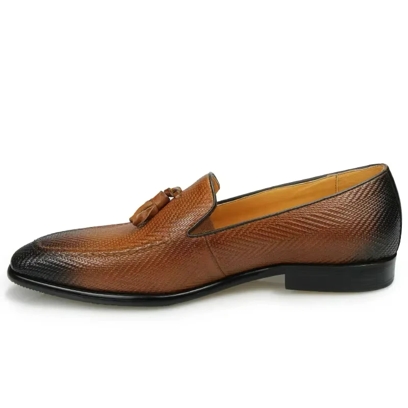 Повседневная офисная обувь с кисточками верхний слой из коровьей кожи мужские