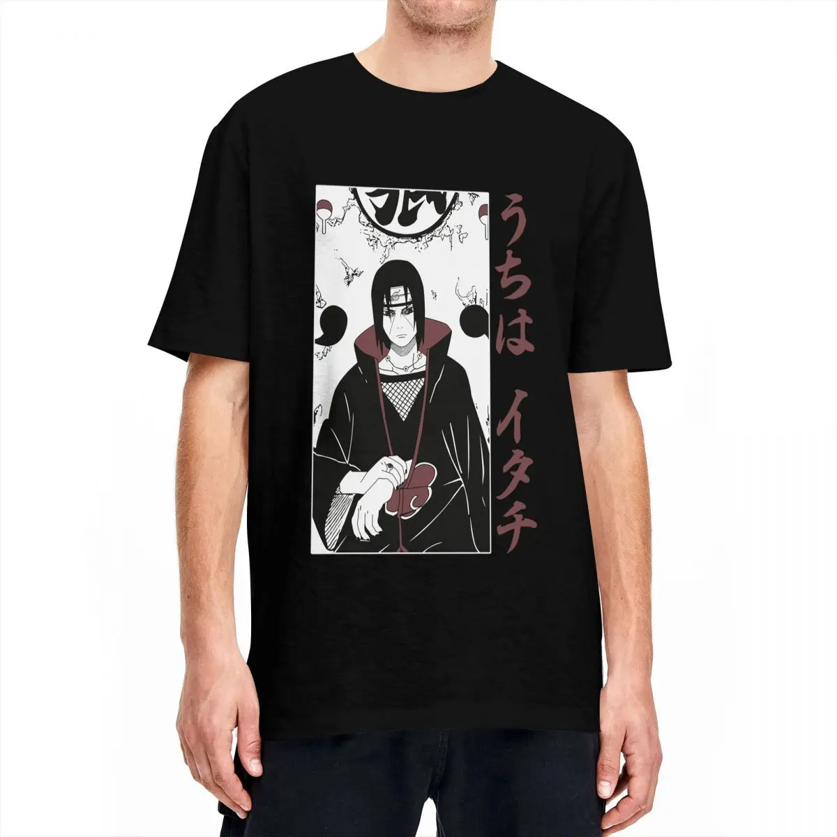 Uchiha Itachi Футболка мужская Bandai Naruto аниме Новинка хлопковая с круглым вырезом Яркие