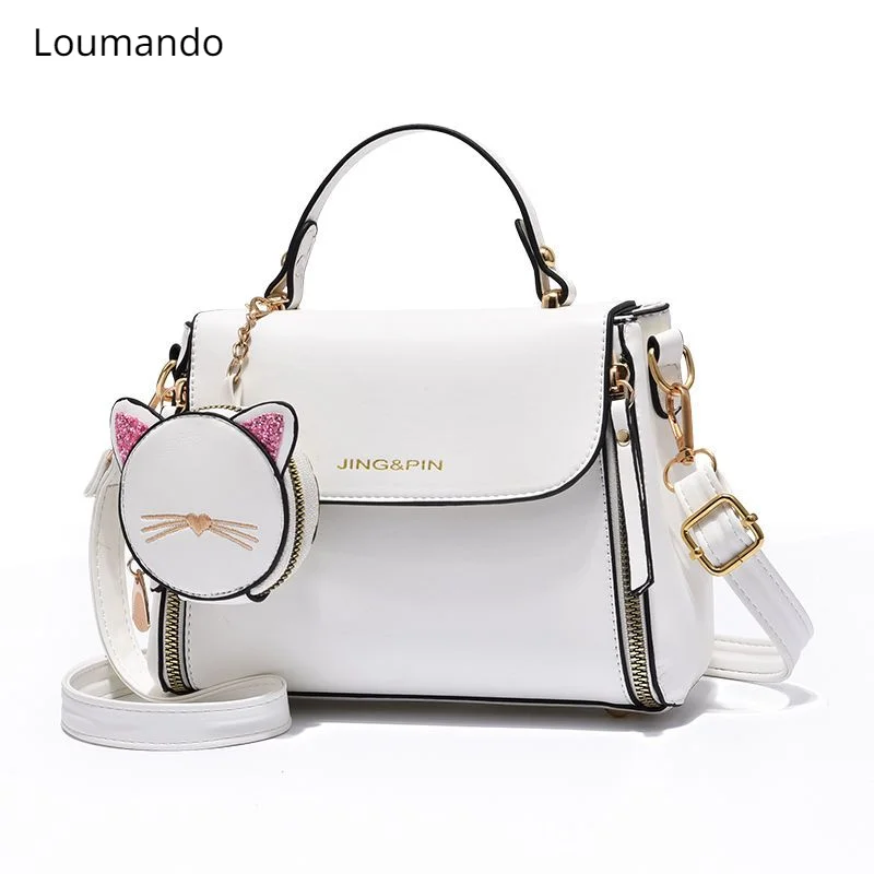 

Новая женская элегантная сумочка для путешествий съемная милая кошка с головой нуля кошелек украшение универсальная Повседневная сумка че...