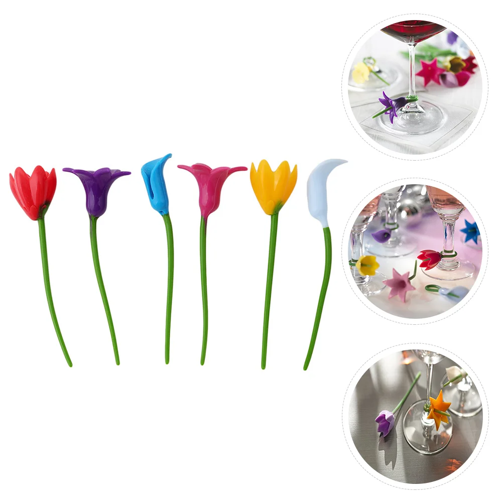 

6pcs Exquisite Flower Shape Charms Glass Charms for Banquet