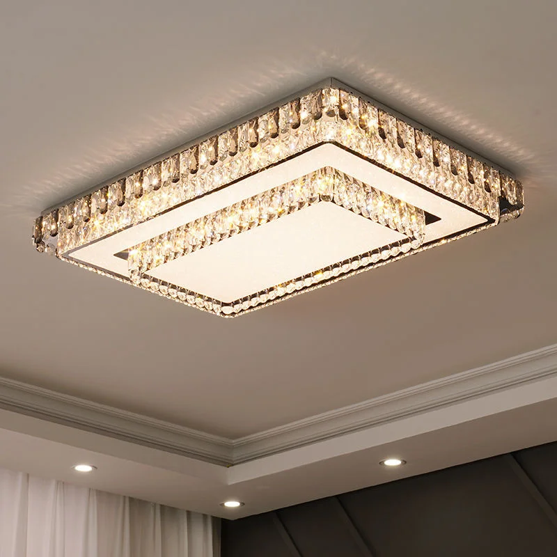 

New living room lamp modern simple LED rectangular crystal ceiling lamp atmospheric household hall living room lamp