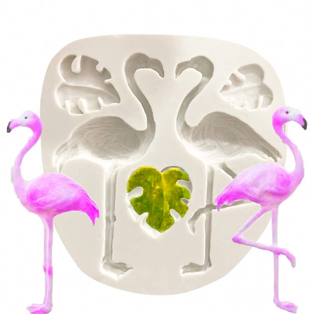 Flamingo Tropical Leaves Silicone Mold Vivid DIY Cake Mould Fondant Leaves Molds Chocolate Sugar Craft Baking Tool Kitchen