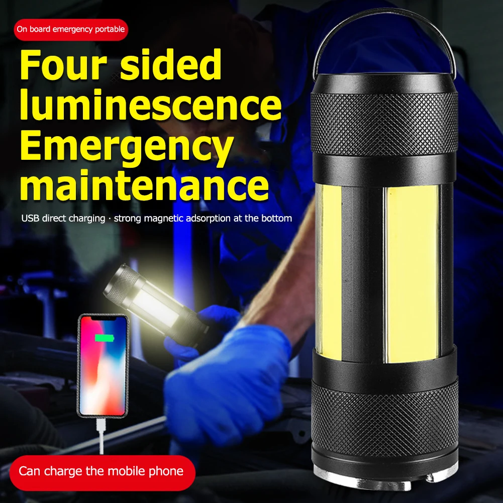 

USB Rechargeable COB Flashlight Multi Function Work Light 1000 Lumens Magnet Long-range Waterproof Emergency Torch Lamp