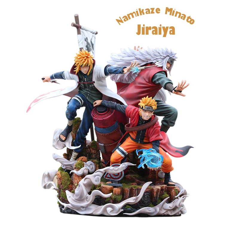 

41cm Big Figures Namikaze Minato Jiraiya Sensei Action Figure Anime Collectible Toy Rasengan Sculpture Model Statue Decoration