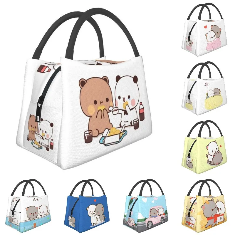 

Kawaii Mochi Cat Peach And Goma Thermal Insulated Lunch Bags Women Resuable Lunch Tote for Outdoor Picnic Storage Meal Food Box