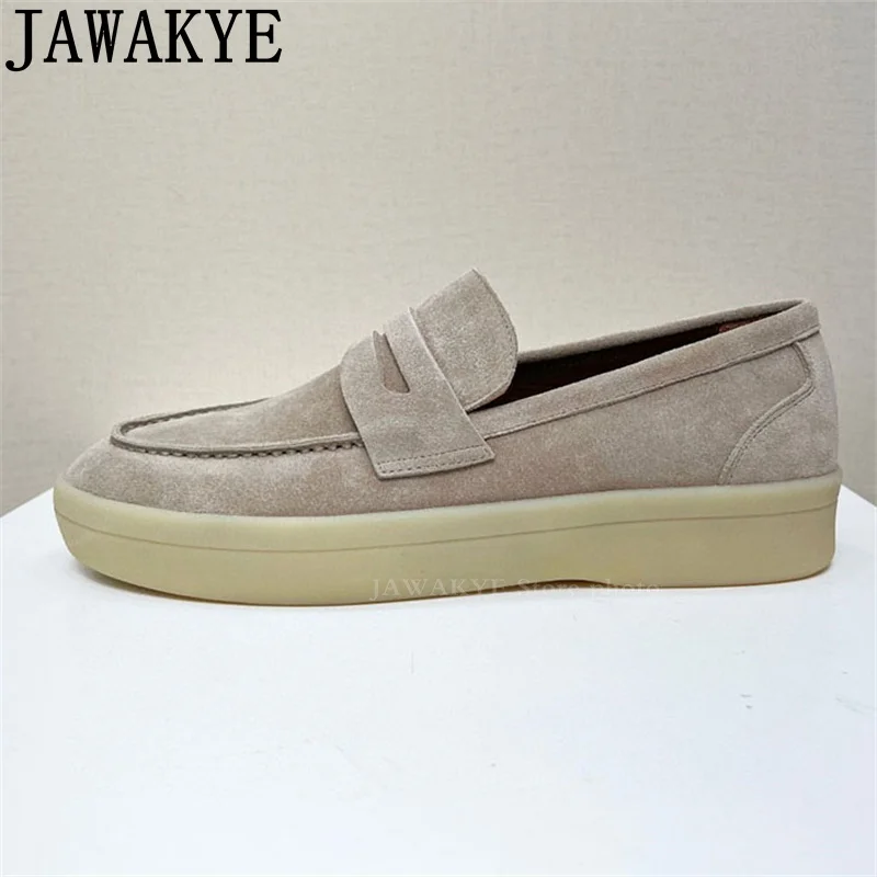 

Мокасины женские на толстой подошве, многоцветные замшевые туфли на плоской подошве, без застежки, удобные лоферы из мягкой кожи, деловые туфли для прогулок