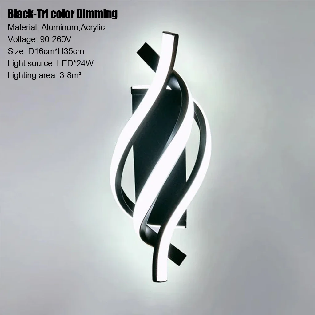 

Современный 3-цветный светодиодный настенный светильник, минималистичный черный, белый цвет, декоративные светильники для спальни, прикроватная тумбочка, подсветка лестницы, прохода