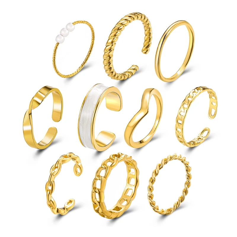 

10 Pcs Vintage Finger Rings Stackable for Birthdays Anniversary Christmas