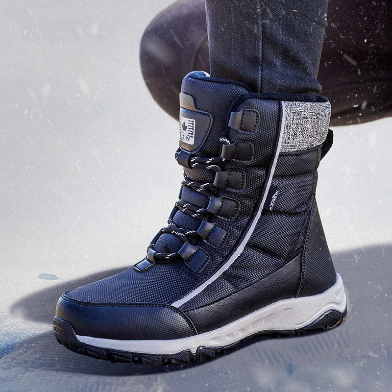 

2023 New Winter Boots Men Hiking Boots Outdoor Waterproof Snow Boots Men Warm Fur High-top Sports Casual Cotton Shoes Non-slip