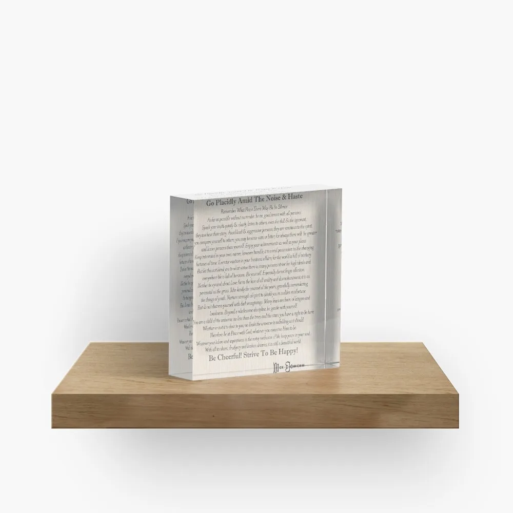 Desiderata поэма на льняном фоне акриловый блок процесс печати прозрачный милый