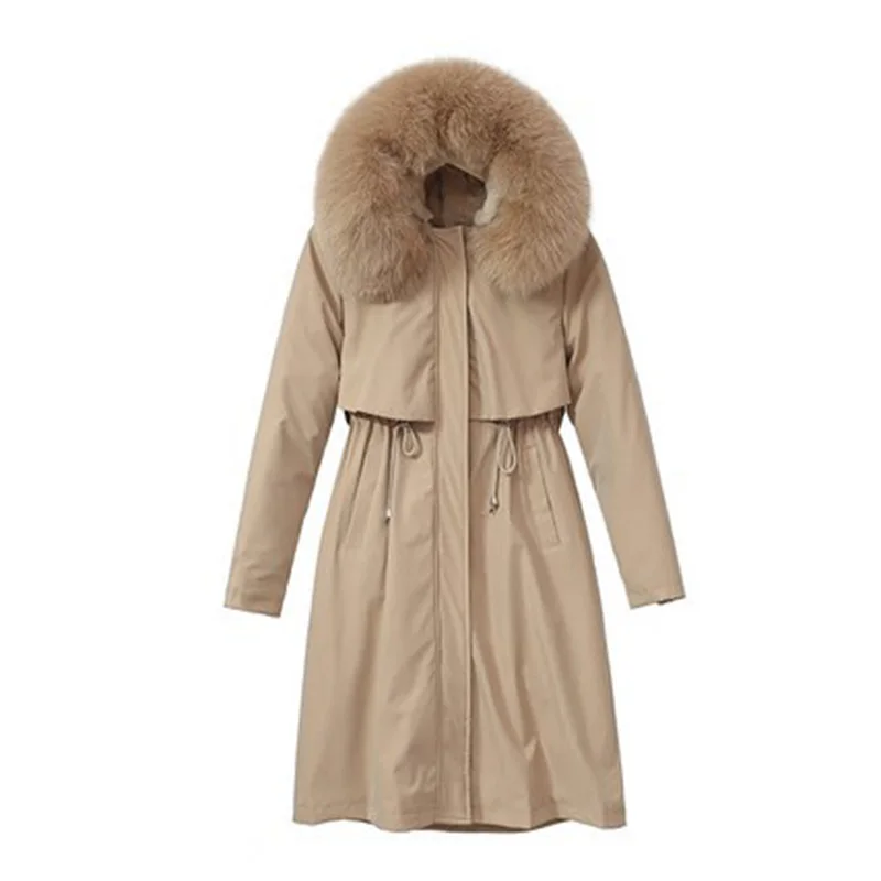Women's Jacket Long-sleeved Winter 2023 New Fashion Cotton Padded Women's Coat Mid-length Large Fur Collar Plus Down Down Jacket