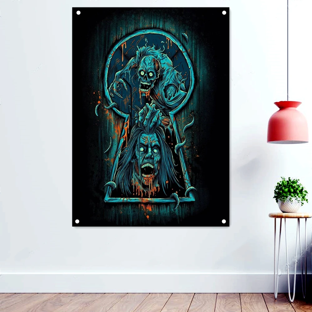 

Zombie Macabre Art Wallpaper Banners Wall Decoration Death Metal Artist Posters Scary Bloody Drawing Rock Band Icon Flags Gifts