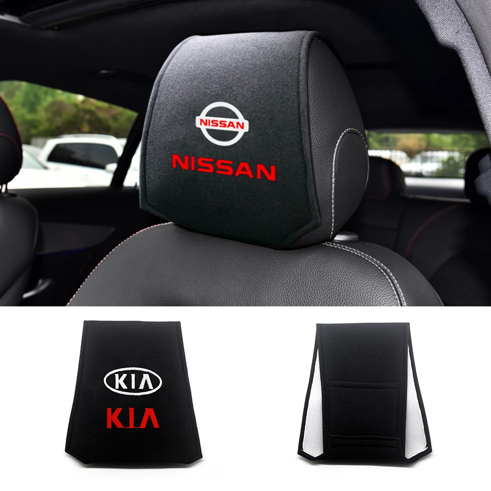 

2PCS/Set Car Headrest Cover Auto Seat Headrest Cushion Neck Pillow Case for Nissan Qashqai J11 J10 Juke X Trail T32 Nismo Tiida