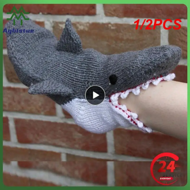

1/2PCS Chameleon Knit Crocodile Socks Funky Christmas Alligator Socks Whimsical Knitting Cute Fish Socks Animal Shark Socks