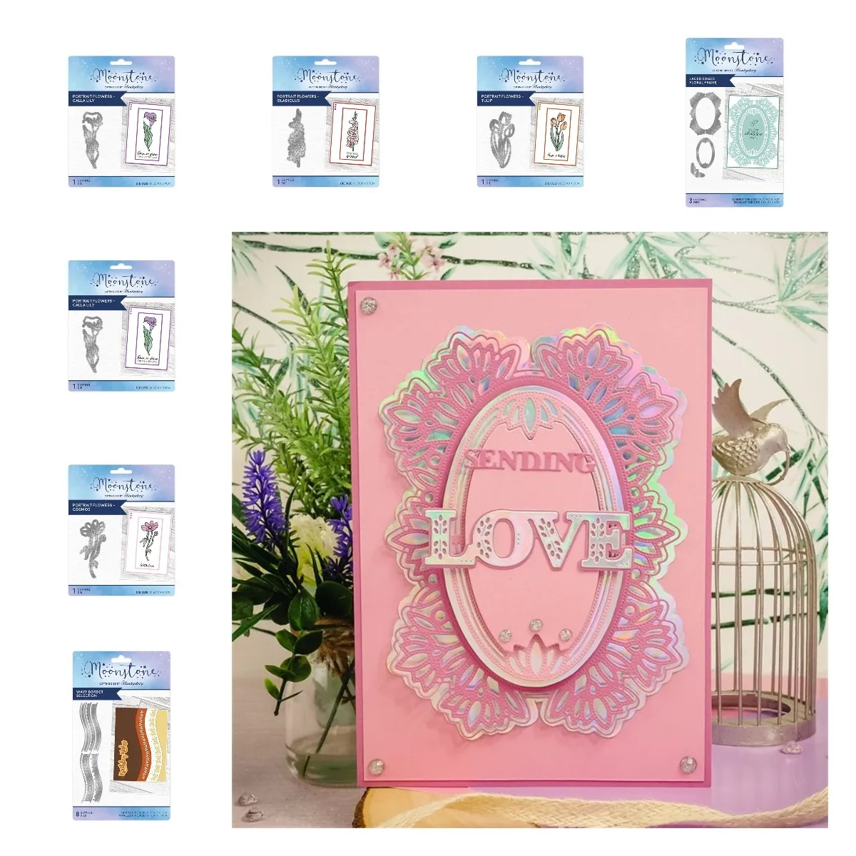 

2022 Wavy Borders Lace Edged Frame Portrait Flowers Tulip Gladiolus Daffodil Cosmos Calla Lily Metal Cutting Dies Decorate Molds