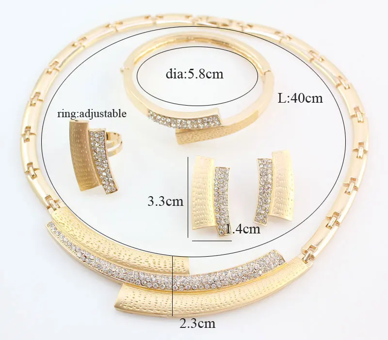 Fashion Wedding Bridal Crystal Rhinestone Jewelry Sets African Beads Dubai Gold Color Statement Jewellery Costume | Украшения и