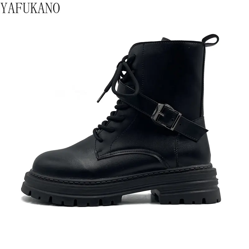 

Vintage Chunky Heeled Short Boots Women's Front Lace Up Was Slim Thick Soled Motorcycle Boots Matte Casual Ankle Boots