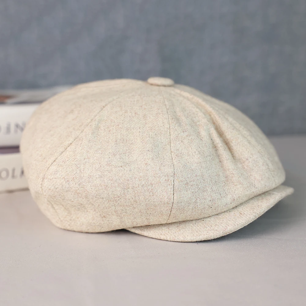 Кепка газетчика шерстяная однотонная для мужчин и женщин мягкая шапка