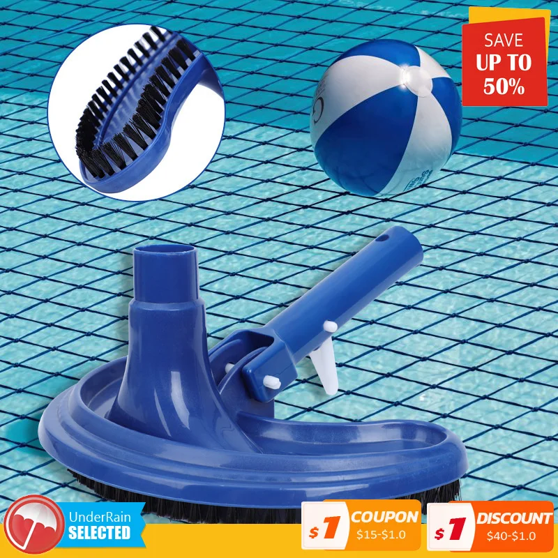 Vacuum Head Brush Cleaner Pool Suction Head Brush Cleaner Half Moon Flexible Swimming Pool Cleaning Tool Curved Brush Head