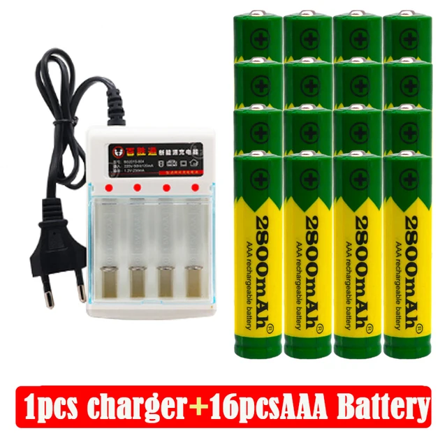 

1.5V AAA 2800mAh Alkaline Rechargeable Battery with Charger for Digital Camera Band Piano Portable TV Lantern DVD Cordless LED