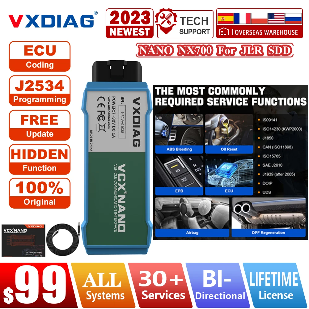 

VXDIAG VCX NANO NX700 PRO JLR V160 SDD for Land Rover/for Jaguar OBD2 Car Diagnostic Tool JLR SDD 160 For 2005-2017 Auto Scanner