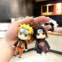 cartoon naruto figure keychain pvc car keys anime trinkets accessories uchiha sasuke kakashi backpack lanyard doll jewelry gifts