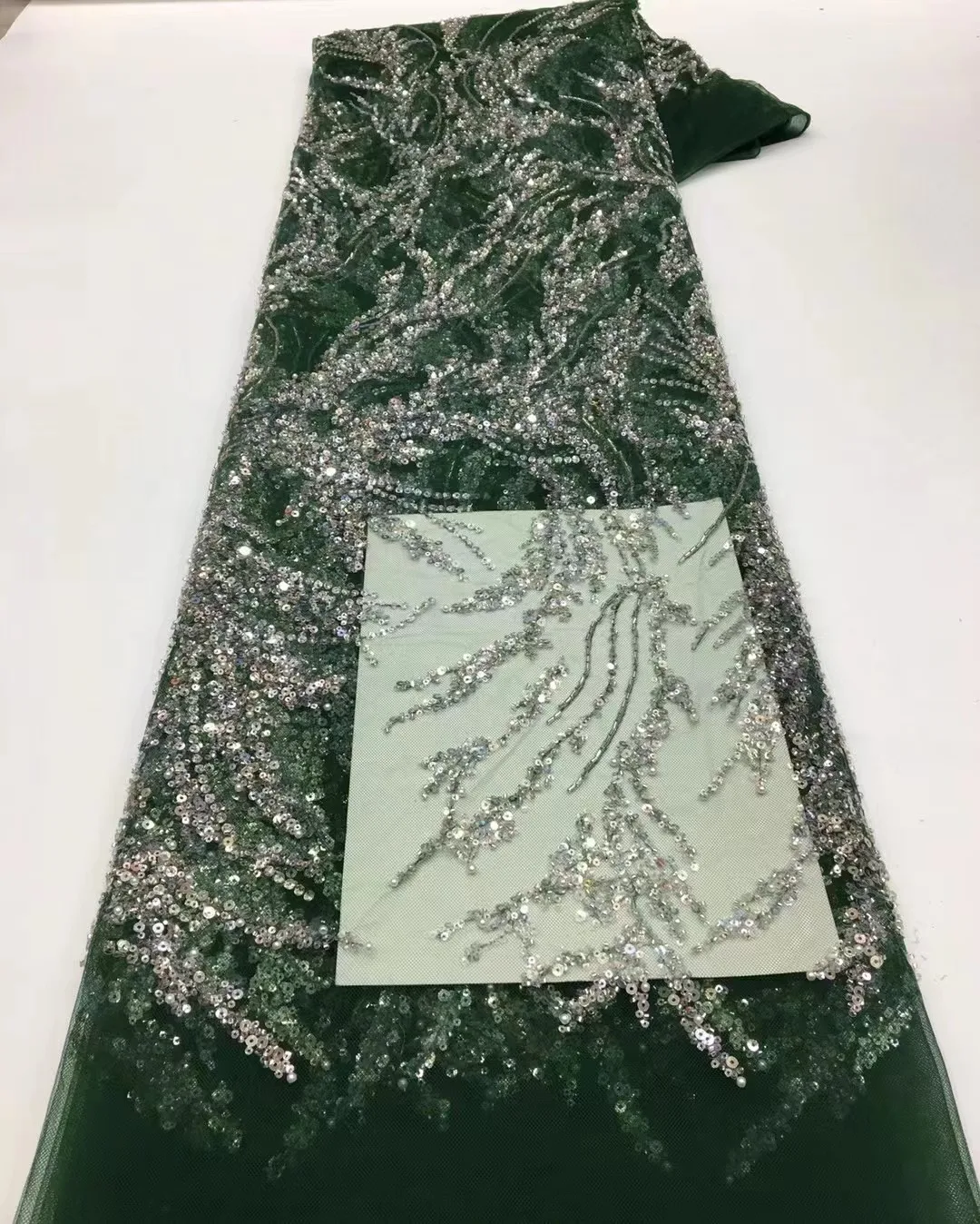 

African Tulle Lace Fabric Embroidery French Handmade Beaded Lace Fabric High End Mesh Material For Nigeria Party