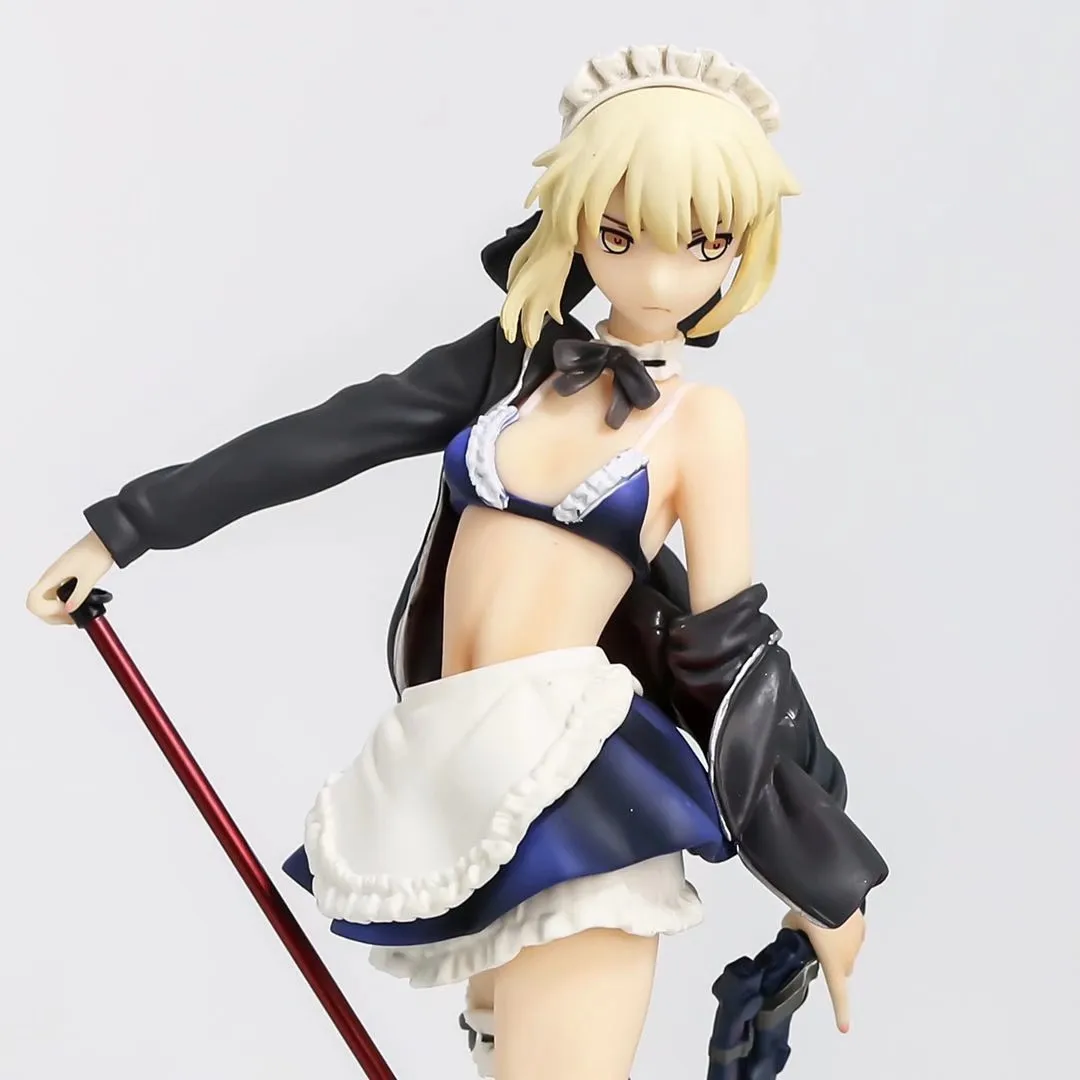 

Anime Sexy Fate Stay Night Saber Action Figure Maid Servant Mop version Collection Maid Model Toys Sexy Doll For Adult 24CM