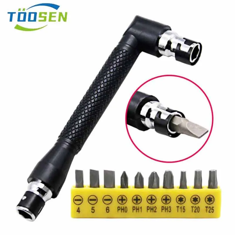 

1/4" 6.35mm Mini Socket Wrench Dual Head L-shaped Screwdriver Bits Key Utility Tool Air Screwdriver Bit Extension Rod Drill Set