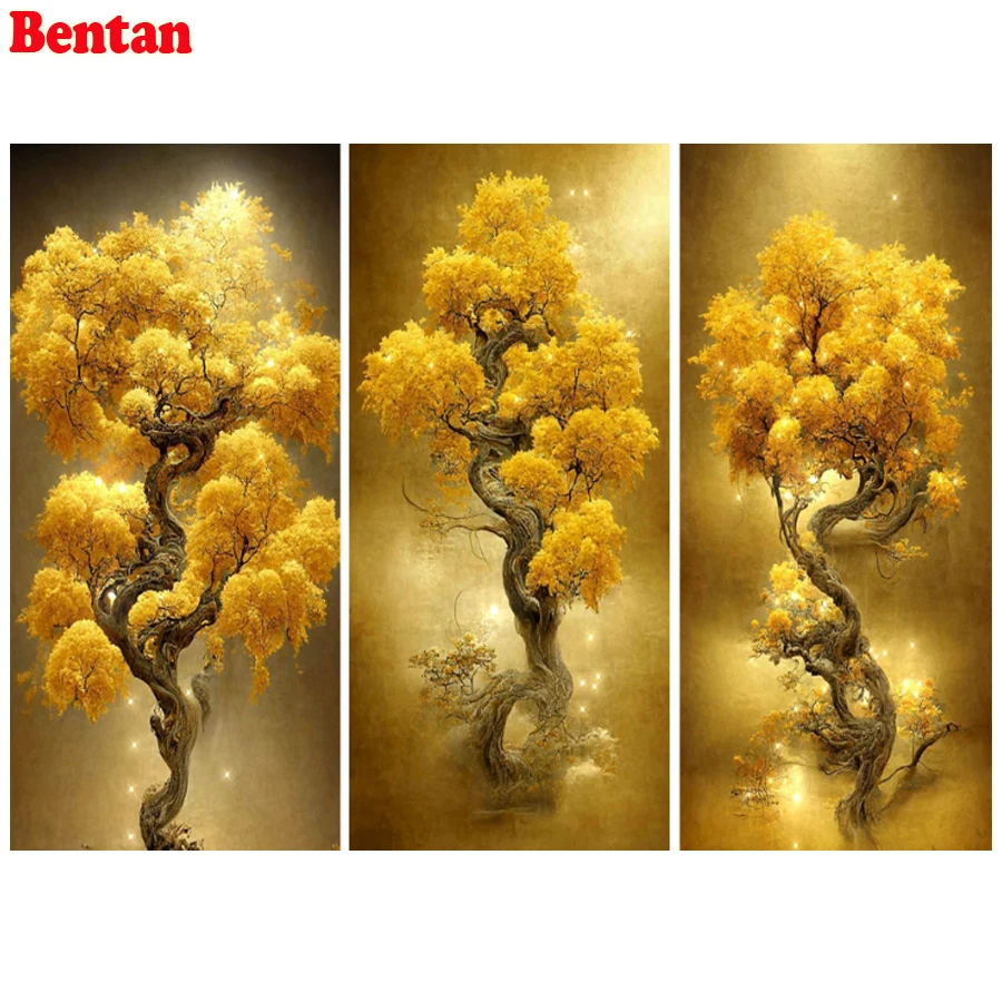 Chinese Style Diamond Painting Golden Money Tree Full Square Round Diamond Embroidery Cross Stitch Mosaic Sale DIY Wall Decor