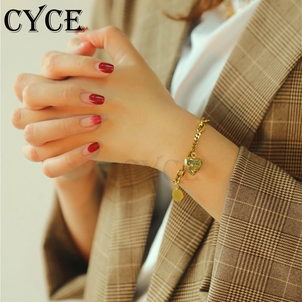 

CYCE Titanium Steel Love Circle Pendant Wrist Bracelets For Women Men Jewelry All-match Heart-shaped Charm Bracelet Accessories