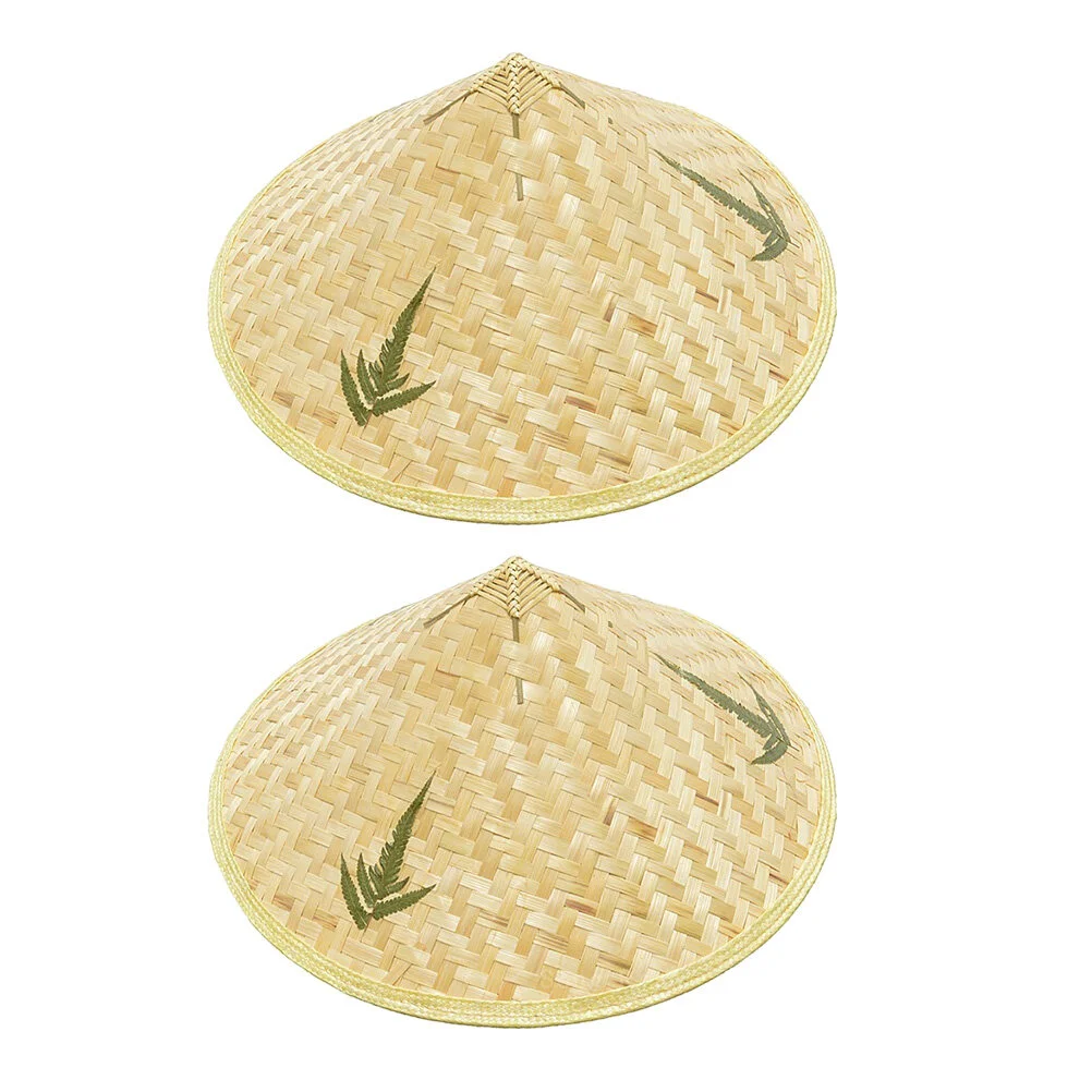 

2 Pcs Leaf Kids Craftss Decorative Straw Hat Accessories Children Bamboo Weaving Woven Hats Creative Handcrafts