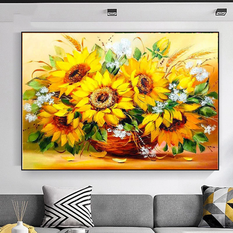 

5D DIY Diamond Painting Sunflower Full Diamond Art Embroidery Home Decoration Large Living Room Office Diamond Cross Stitch Kits