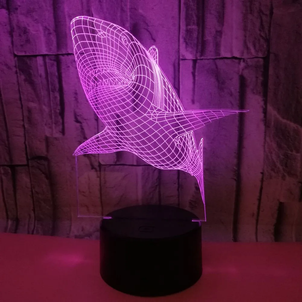 

Acrylic Table Lamp 3D Shark Night Light for Home Room Decor Colorful LED Lights Kid Child Creative Gift Night Lamp