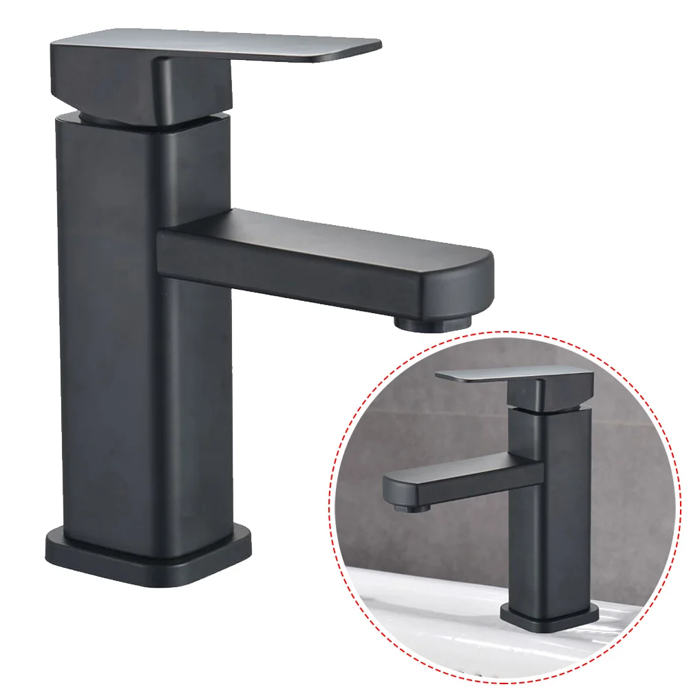 

Steel Faucet Rust and Corrosion Resistant 304 Stainless Steel Black Sink Faucet for Bathroom and Counter Basin