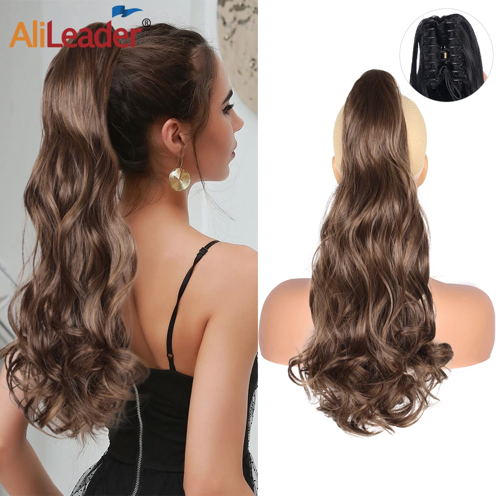 

Synthetic 22Inch Long Wavy Claw Clip On Ponytail Hair Extension Long Straight Ponytail Extension For Women Ponytail Hairpiece