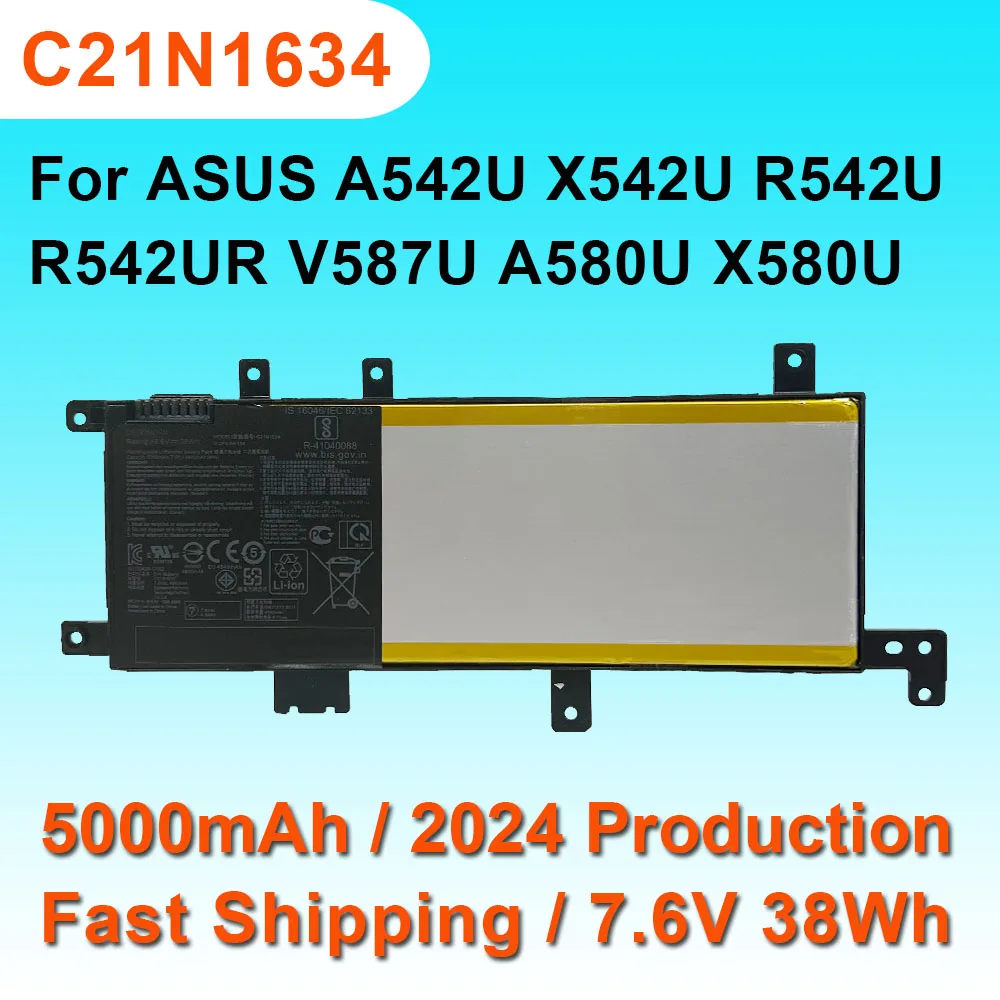 C21N1634 Аккумулятор для ASUS X542U A542U A580U X580U X580B V587U R542U R542UR FL5900L FL8000L Аккумуляторы