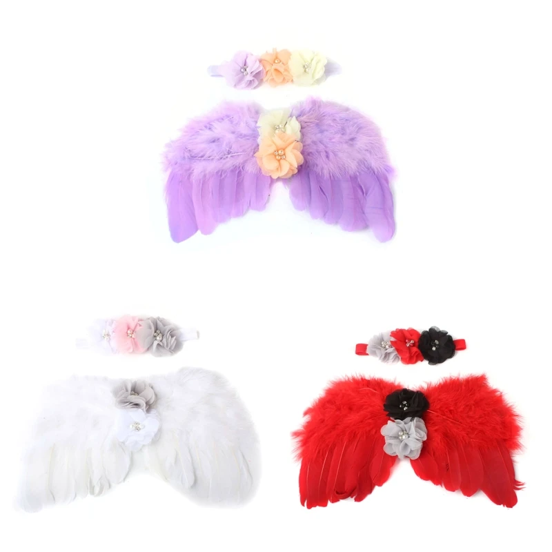 

L21F Baby Angel Wings Elastic Hair Band Costume Baby Girl Photography Props Baby Angel Wing Costume Photoshoot