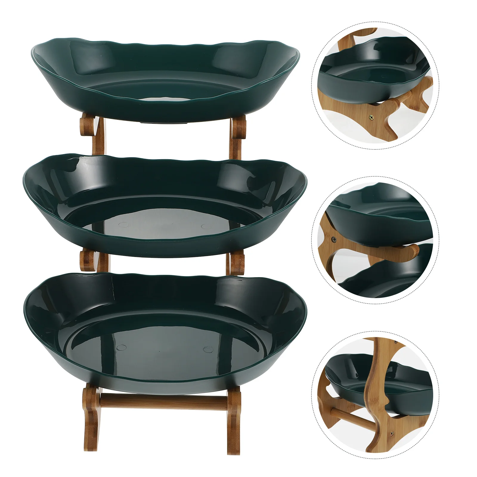 

Tray Serving Tier Stand Cupcake Display Tower Fruit Dessert Tiered Wooden Party Cake Trays Wood Holder Candy White Stands