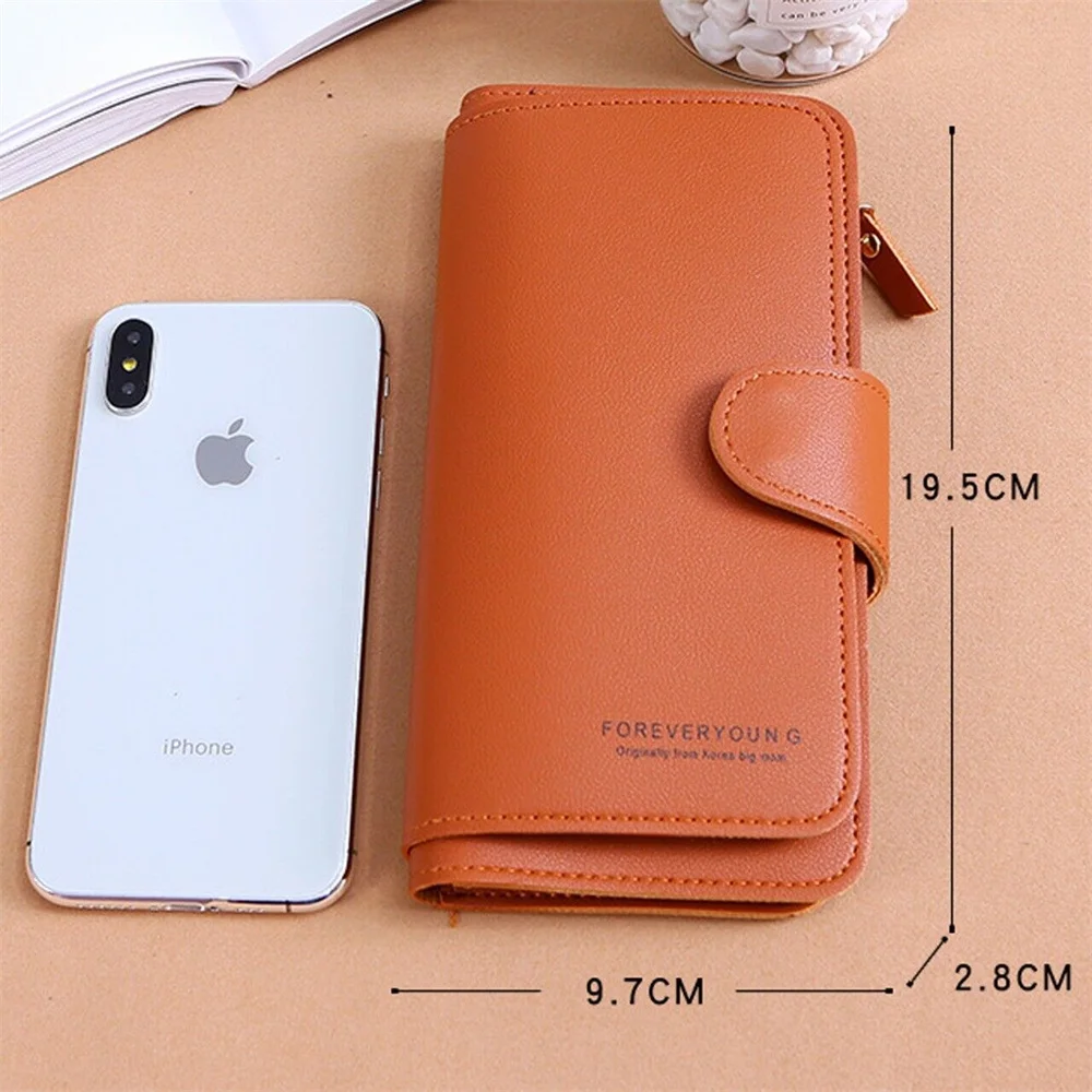 Модный женский кожаный кошелек Длинный держатель для телефона и карт клатч