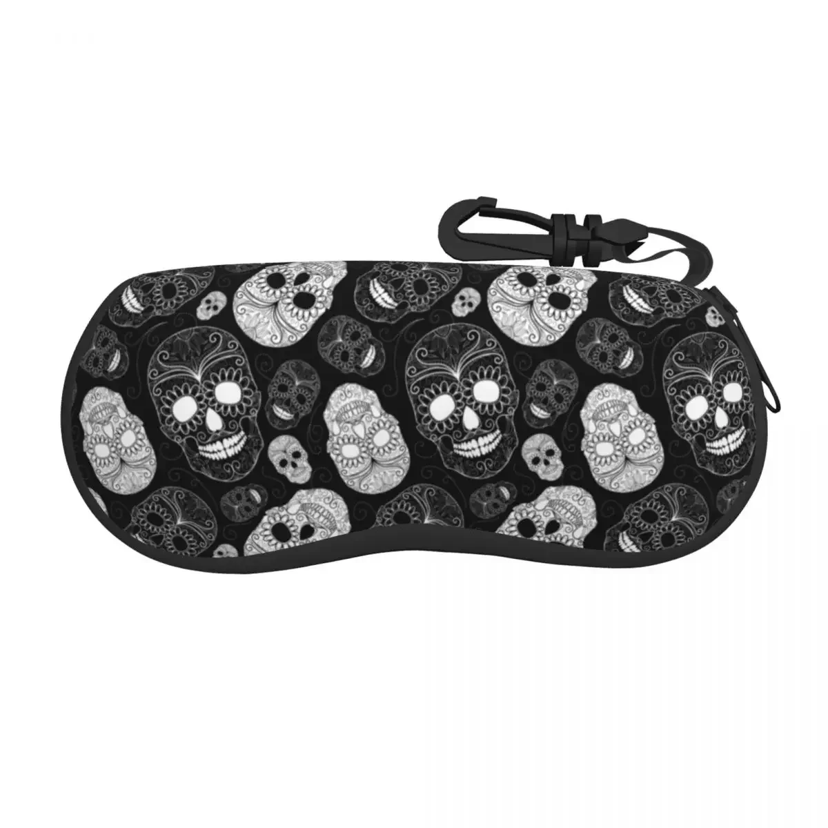 Черно-белый футляр для очков с сахарными черепами женский и мужской мягкий