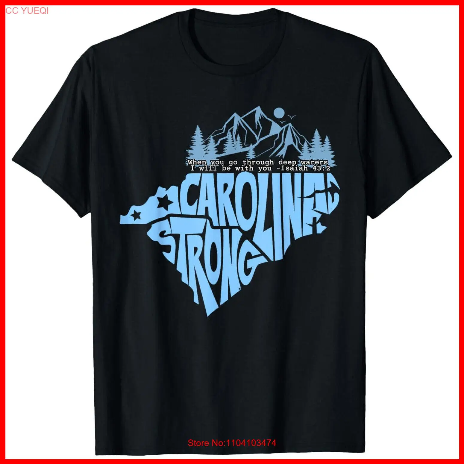 Черная хлопковая футболка North Carolina Stronger Together S-5XL