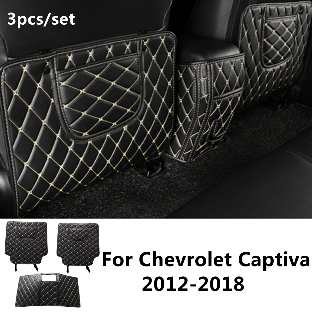 

SJ PU leather Car Rear Seat Anti-Kick Pad Back Seats Cover Armrest Anti-dirty Protection Mat For Chevrolet Captiva 2012-13-2018